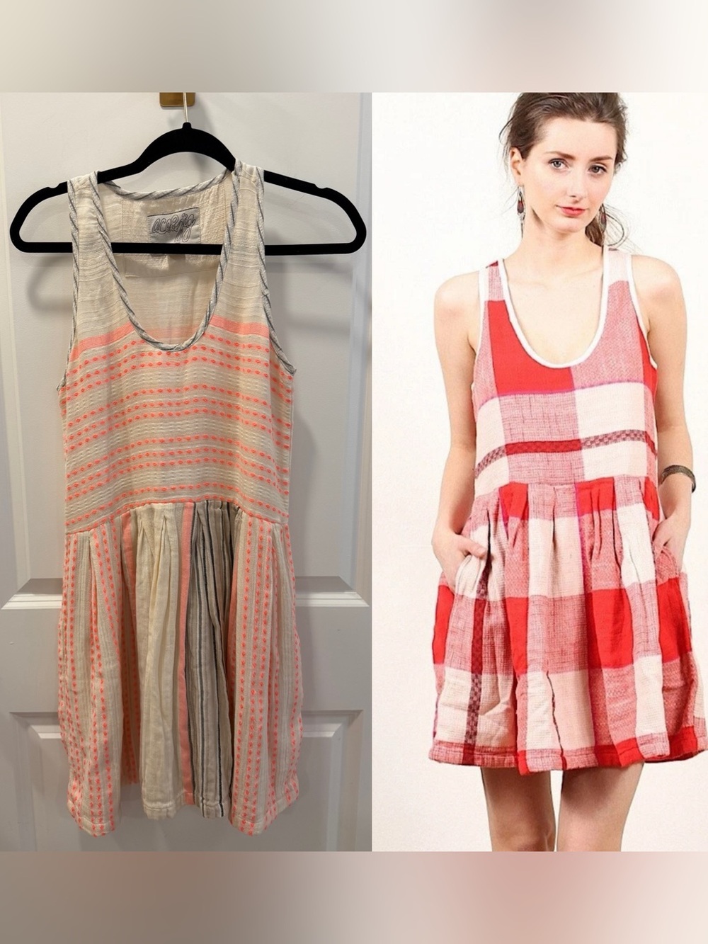 Ace & Jig Women’s Boardwalk Mini Dress Cream Coral Black size XS